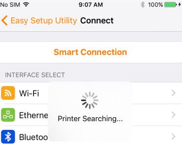 5) When the device finds the nearest printer in Smart Connection mode after searching,
