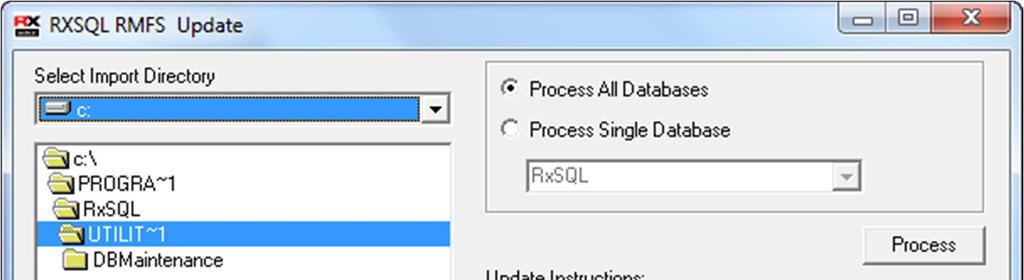 14. The RXSQL RMFS Update screen will be displayed.