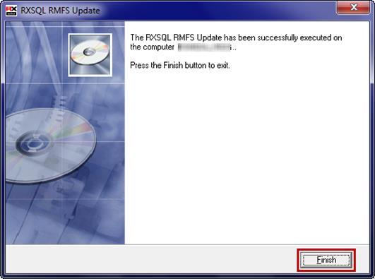 If the above message box does appear, the RXSQL RMFS Update process will shut down automatically. You MUST then rerun the RXSQL RMFS Update AFTER you have successfully completed the MBS Update. 17.