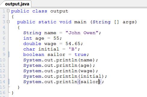 Variable assignment and output This program demonstrates how to