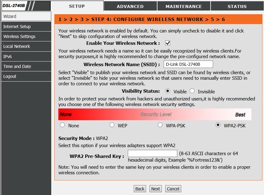 12. check Enable Your Wireless Network box to enable your wireless network. Enter Wireless Network Name (SSID) to identify your wireless network.