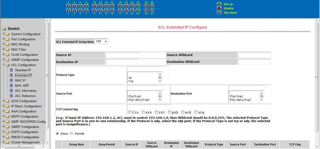 groups are only valid for IP packets. Attention: When deleting all ACL groups, click Select-all and then Delete.