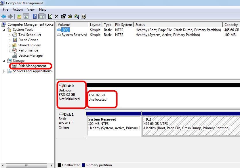 16. The top-right pane displays all available volumes / drives and drive letters assigned to each of them.
