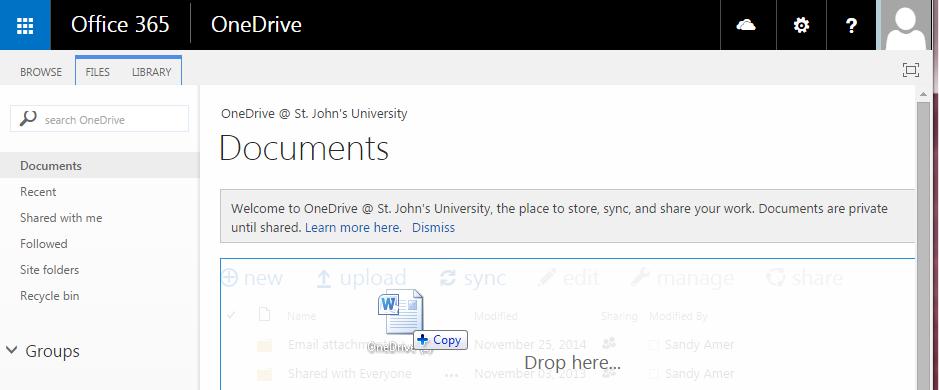 Uploading Data via Web Once logged in, click on the menu box in the left corner: Click on the OneDrive app.