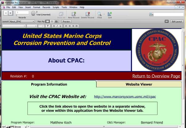 About CPAC Contains a tab control with program information on the first tab and a CPAC website viewer on the second tab The Program Information