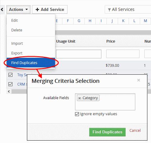 Click 'Actions' and choose 'Find Duplicates' Click in the 'Available Fields' box and choose the invoice related fields from