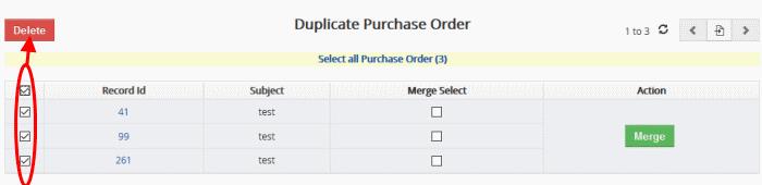Click 'Find Duplicates' The 'Duplicate Purchase Order' page will be displayed.