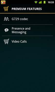 Bria Android Edition User Guide 5.4 Premium Features Premium Features offers items that you can purchase to use on Bria. G.729 codec is a narrowband codec that is intended for low bandwidth use.