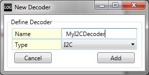 The 'New Decoder' window appears and prompts for the decoder's characteristics.
