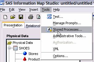 data, or set SAS macro variables need to be set. Select a stored process.
