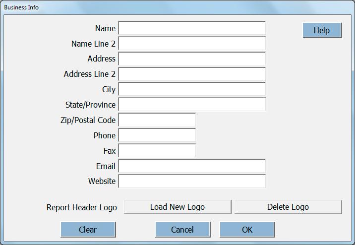 Business Info window. To access the Business Info window, click on Options in the Main Menu, and then select Business Info. Fig. 5.