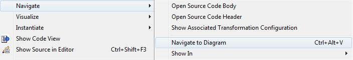 Navigation to Diagram Views New command Navigate to Diagram Highlights the