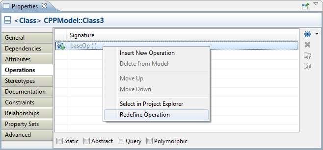 Properties View Improvements (5/6) New command Redefine Operation in Operations tab Makes it easy to create an operation