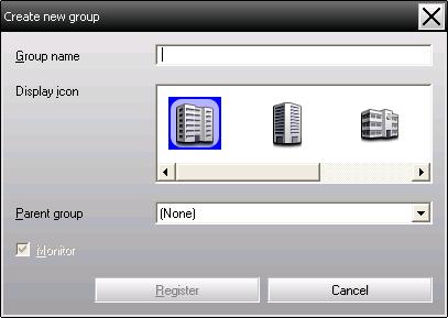 Registering and deleting projectors for monitoring 19 A Right-click in Grouping view and select "New" - "Group". The following window will be displayed.