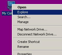 Move your mouse over the My Computer icon, right click and select Explore OR Go to Start>Programs>Windows