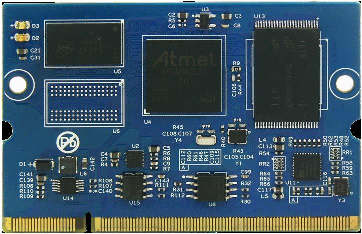 The MYD-JA5D27 Controller Board (MYC-JA5D27 CPU Module) Figure 1-5 MYC-JA5D2X CPU Module Top-view Figure 1-6 MYC-JA5D2X CPU Module Bottom-view Processor Atmel SAMA5D27 Processor (SAMA5D26 is