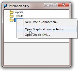 Select the Oracle node, and right mouse click to select the Open Graphical Source: testos item from the drop down list.
