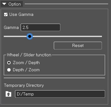 i. Option "Option" tab is to adjust other detail settings. Gamma Apply a gamma value to all 2D / 3D screens. Reset Reset gamma value to default.