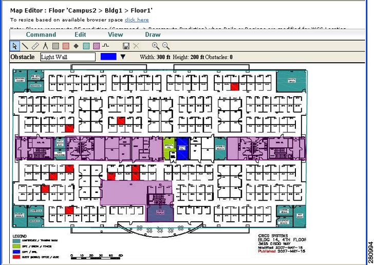 Defining Inclusion and Exclusion Regions on a Floor Chapter 7 Figure 7-15 Defining Exclusion Areas on Floor Map Step 10 When all exclusion areas are defined, select Save from the Command menu or the