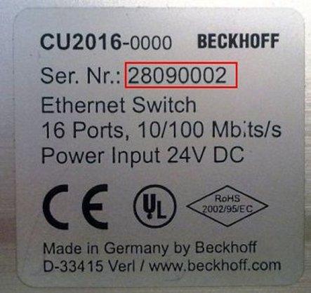 IP20 IO device with serial/ batch number