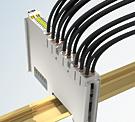 Mounting and wiring A tab for strain relief of the cable simplifies assembly in many applications and prevents tangling of individual connection wires when the connector is removed.