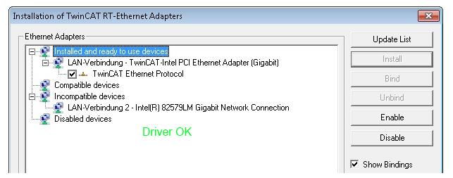 Fig. 47: Exemplary correct driver setting for the Ethernet port