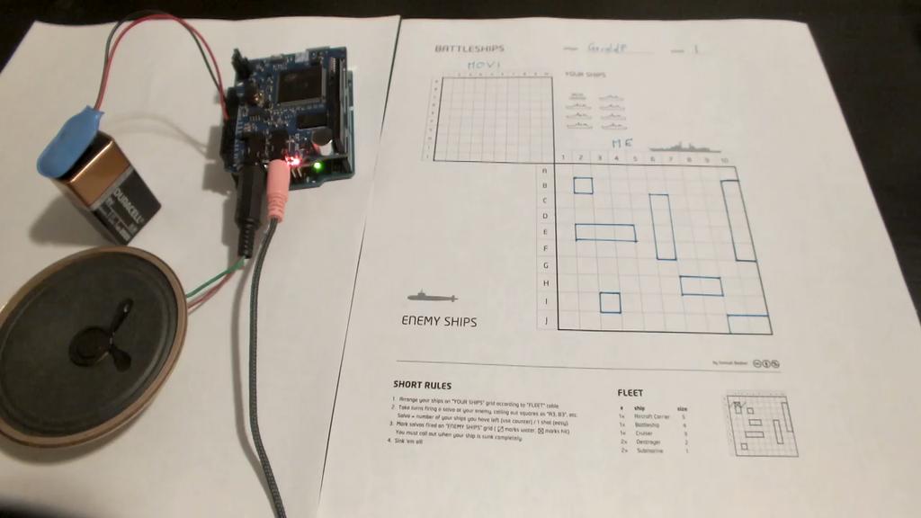 My Weekend Project Voice-Based Battleship Game for Arduino with AI 894 lines of C++ code using 18,498 bytes (57%) of program memory.