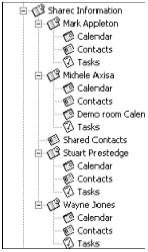 Shared Folder Structure When you are granted access to shared information, a Shared Information folder appears as a top level folder in the Outlook folders list.