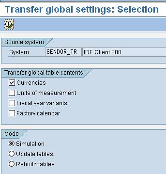 Transfer global settings for Currencies 1. Select Currencies and choose a transfer mode.