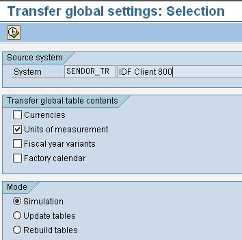 Transfer global settings for Units of Measurement 1.