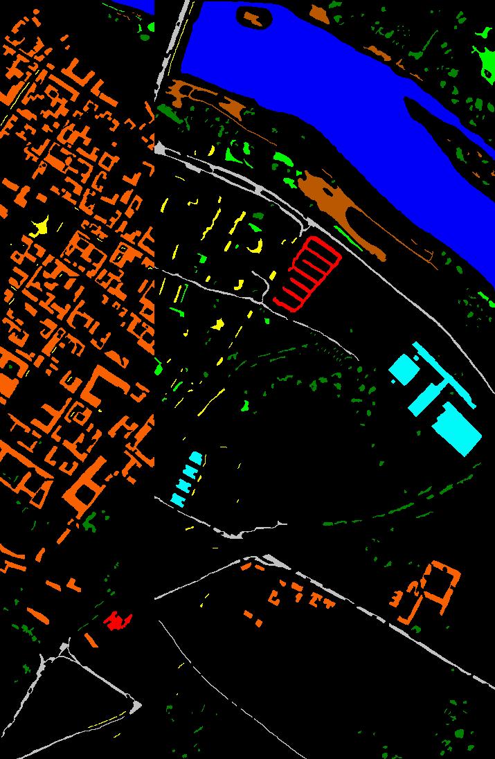 the University area of the city of Pavia (Italy). The image is composed by 103 bands with a spectral range between 0.43 and 0.86 µm and a spatial resolution of 1.