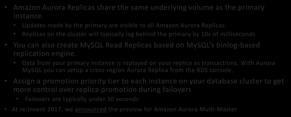 Data from your primary instance is replayed on your replica as transactions. With Aurora MySQL you can setup a cross-region Aurora Replica from the RDS console.