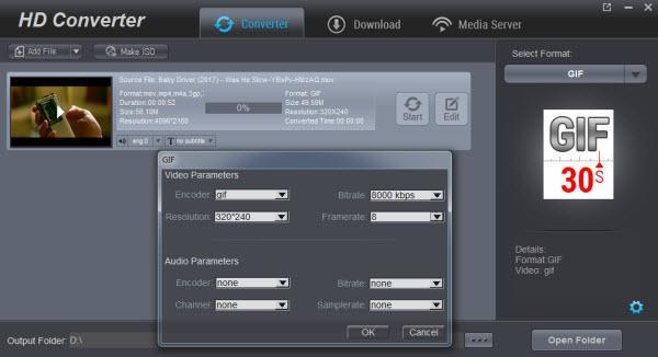Step 4. Set parameters After setting output format, if you like, you could adjust video and audio parameters by clicking "Settings".