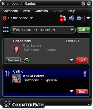 CounterPath Corporation Placing another Call To place a new call (without hanging up on the current call), simply place the call in the normal way. A second call panel opens below the current call.