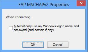 Uncheck Automatically use my Windows logon name and password. Select the OK button twice to return to the ALMAWIFI Wireless Network Properties window. Select Advanced settings. Select the 802.