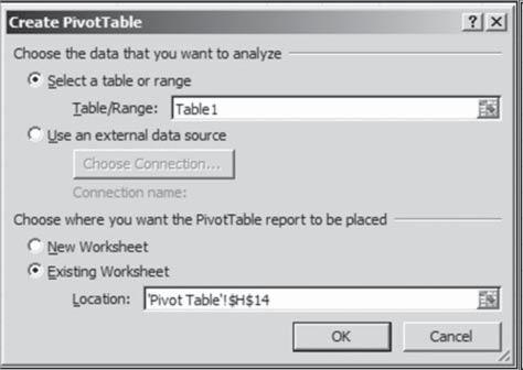 option in Create PivotTable Dialog Box shown in Fig. 6.1.3. Fig. 6.1.3: Create PivotTable Dialog Box 4. The pivot report User Interface is very intuitive and sandbox like.