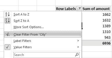 Office automation-ms-excel 2010 8.10.4 Clear the Field Filters When we have finished analyzing the filtered data, we can clear the Filters, to see all the data again.