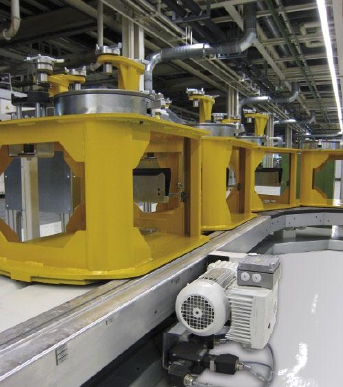 Power is supplied to various drives in the conveyor lines and the variable positioning necessary for these drives calls for the greatest degree of flexibility as possible.