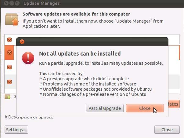 4.2.3 Update Manager If the Update Manager for Ubuntu appears, please close it.