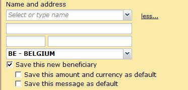 The Clearing Code is not supported. 4) Fill in the Name and address of the beneficiary. The name of the beneficiary is mandatory.
