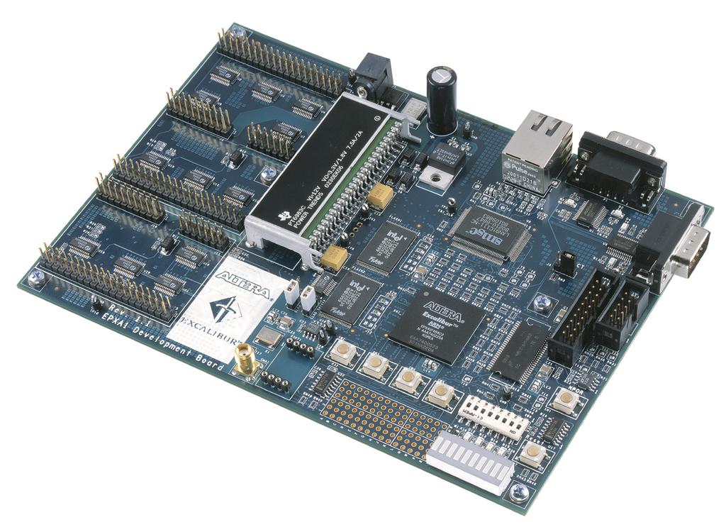 3.1. Development Toolset EPXA1 Development kit 36 3.1.2 EPXA1 development board 3.1.2.1 EPXA1 development board features The EPXA1 development board features: - EXPA1F484C device (which embeds the ARM processor).