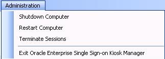 The Desktop Manager contains the following information and choices: Administration Menu Click the Administration menu on the top of the Desktop Manager.
