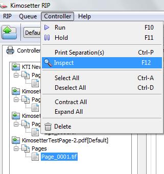 PRINT SEPARATION(S) Use this menu or the button on the toolbar to send a separation, a page, a job or a number of selected items to output from the Controller to the printer.