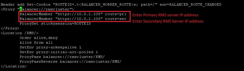 To configure RMS on HySecure, follow these steps: 1. Take SSH access to Primary gateway of HySecure HA cluster. 2. Edit web server configuration file /etc/httpd/conf/httpd.conf using vi editor.