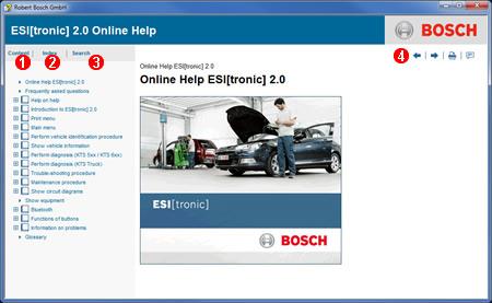 Help system ESI[tronic] 2.0 includes a comprehensive help system. Online help Select.