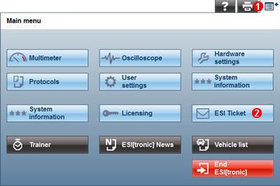 ESI Ticket ESI Ticket is your direct link to Bosch (ESI[tronic] Hotline). Create ESI Ticket Main menu >> ESI Ticket.