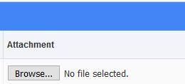 Select the type of file to upload from the dropdown. A new screen will appear. Click the Choose File button under the Attachment field and select the file.