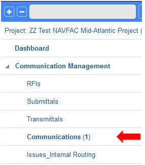 3.3.3 Responding to Communications When the recipient opens the project in ecms, they will see any new communications bolded in the Communications folder.