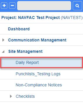 This will open a screen to start the Daily Report. This will open the Daily Report Log where you can view all Daily Reports submitted for this project.