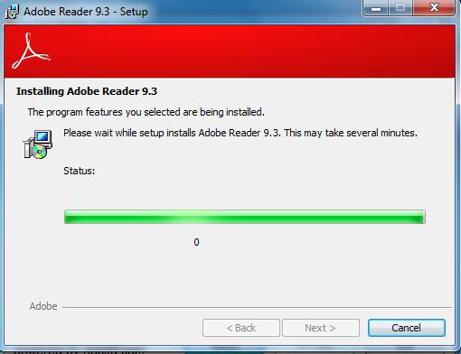 Guide 6. Adobe Reader 9.3 is installing.